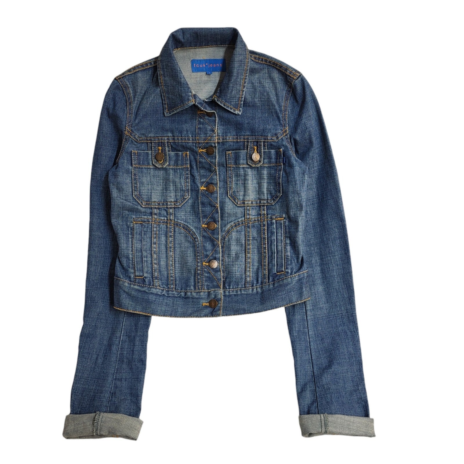 FCUK Jeans Vintage Mid Blue 90s Denim Jacket Uk Women's Size 8