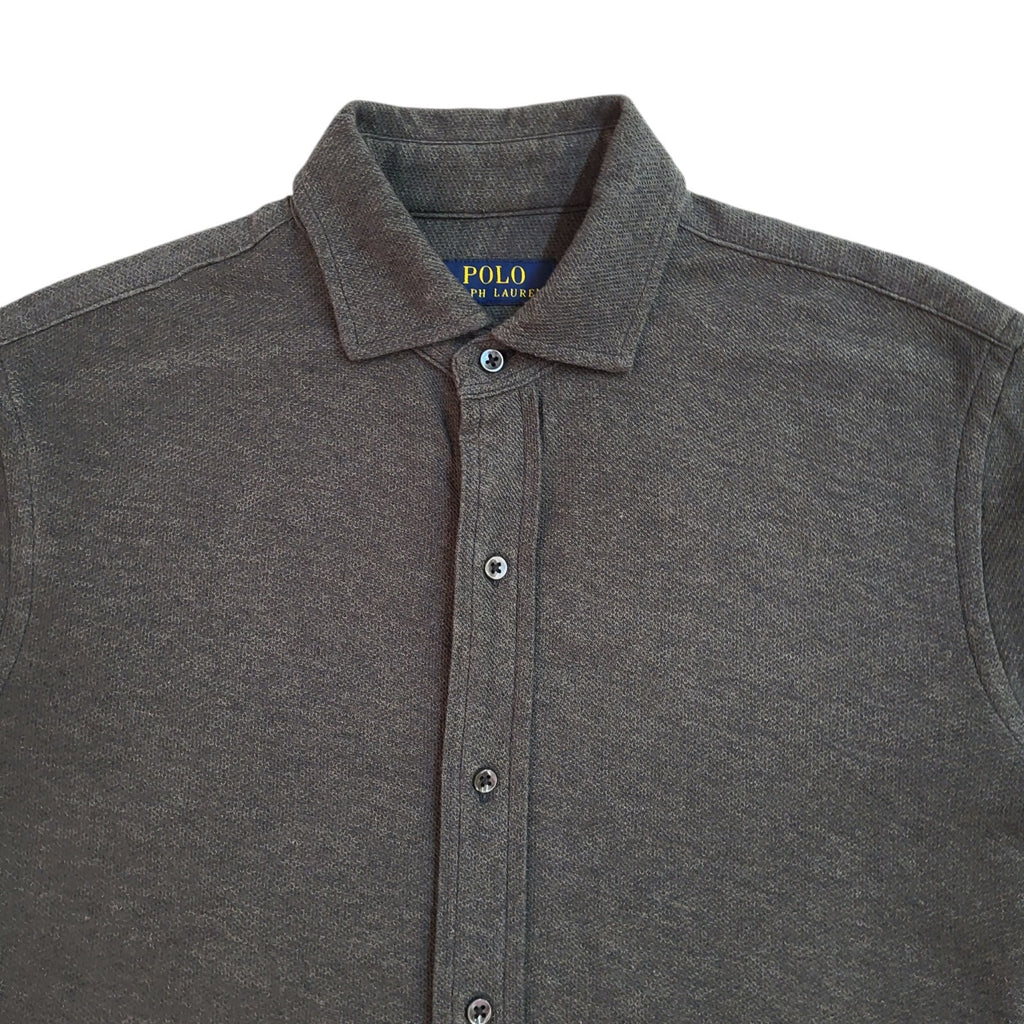 Polo Ralph Lauren Y2k Grey Long Sleeve Shirt Uk Men's Size Small