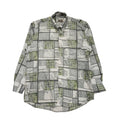 Touch 90s White & Green Abstract Long Sleeve Shirt Uk Men's Size Large