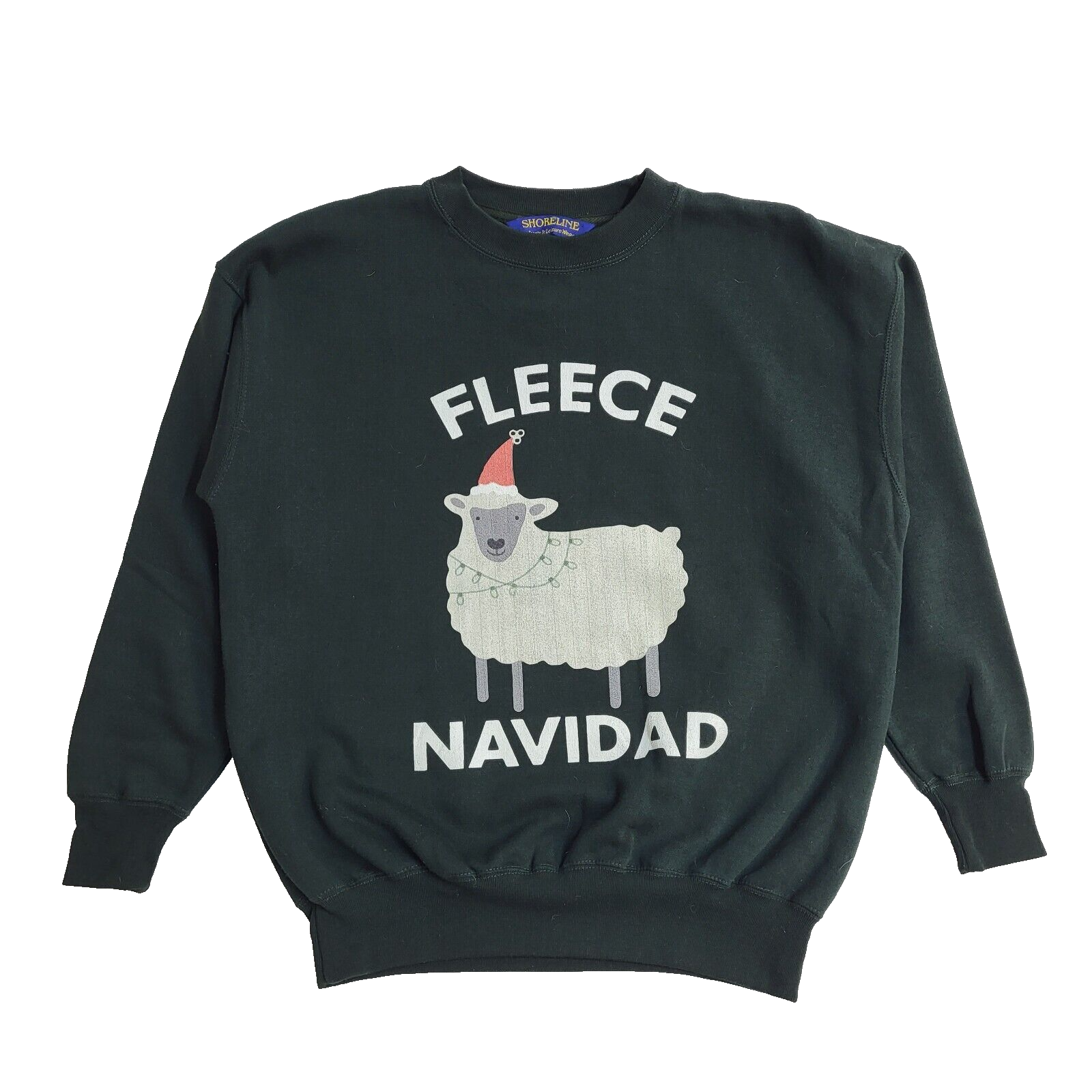 Shoreline Green Vintage 90s Fleece Navidad Sweatshirt UK Men's Size L
