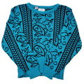 GB 80s Vintage Blue & Black Sparkle Retro Round Neck Jumper Women's Medium.