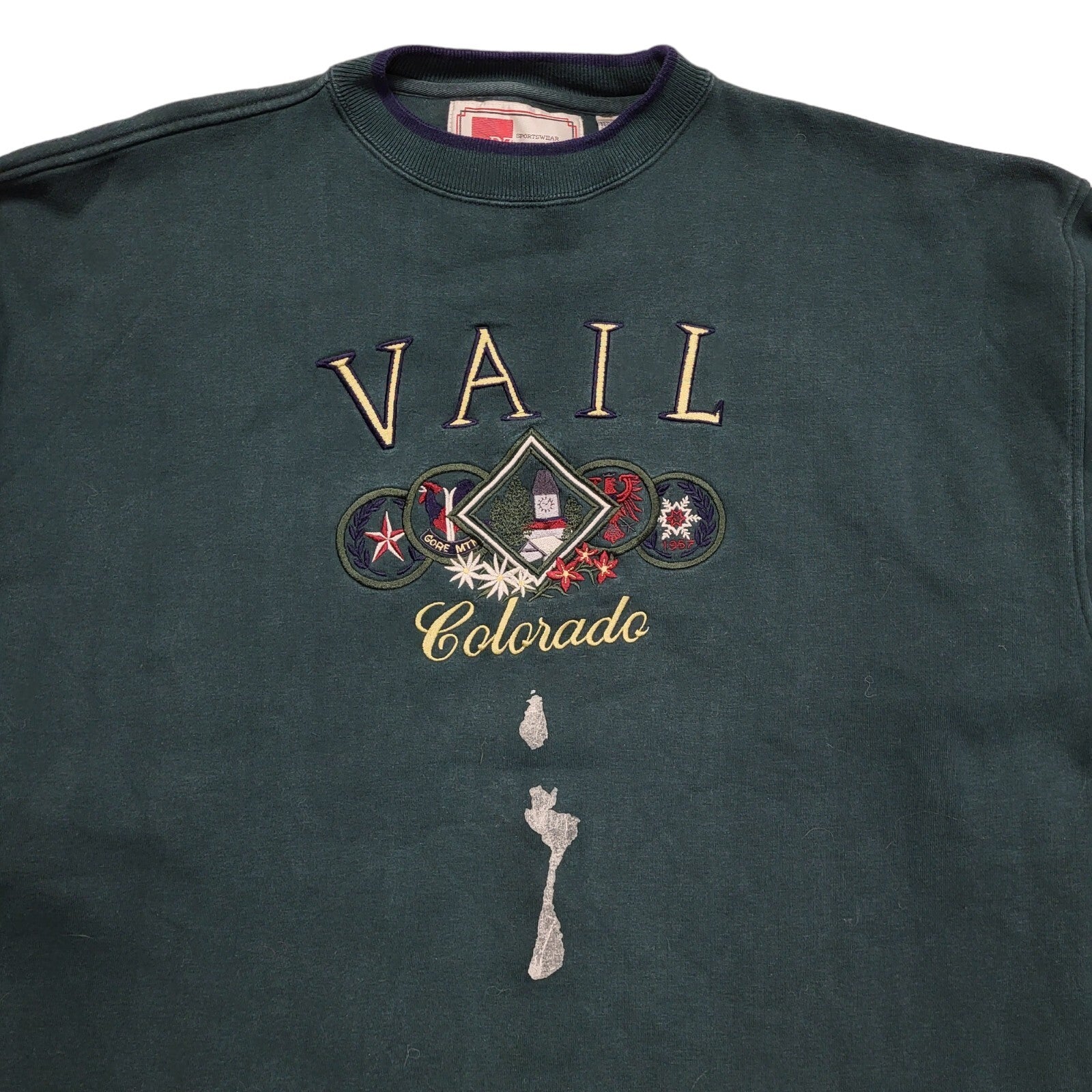 Vail 80s Vintage Green Round Neck Oversized Sweatshirt Uk Women's Size 20/22