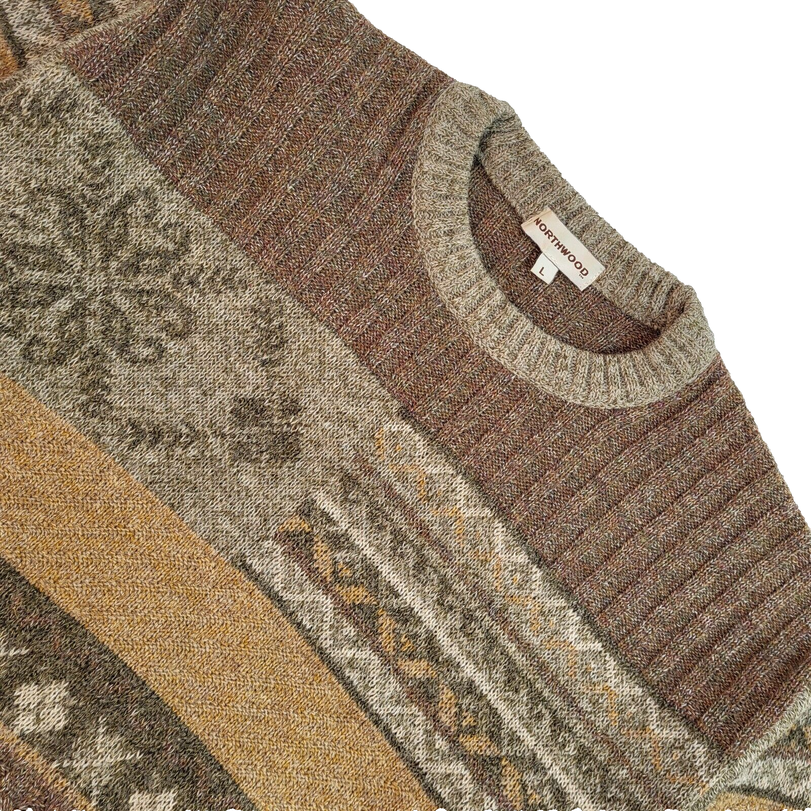 Northwood Vintage 90's Brown Abstract Jumper UK Men's Size L