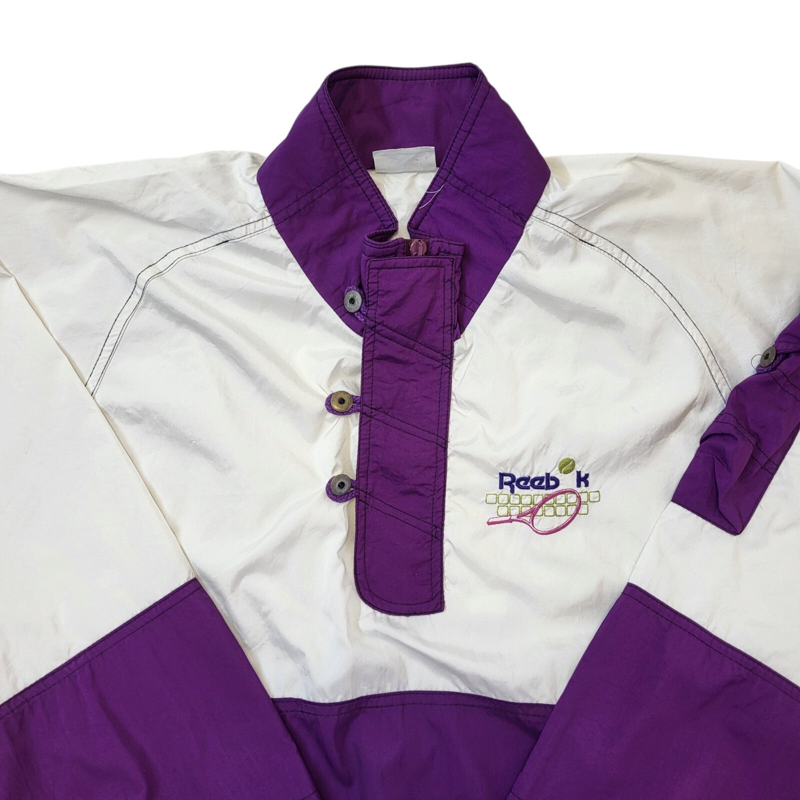 Reebok 80s Vintage Tennis White & Purple Lightweight Sports Jacket Men's Size L