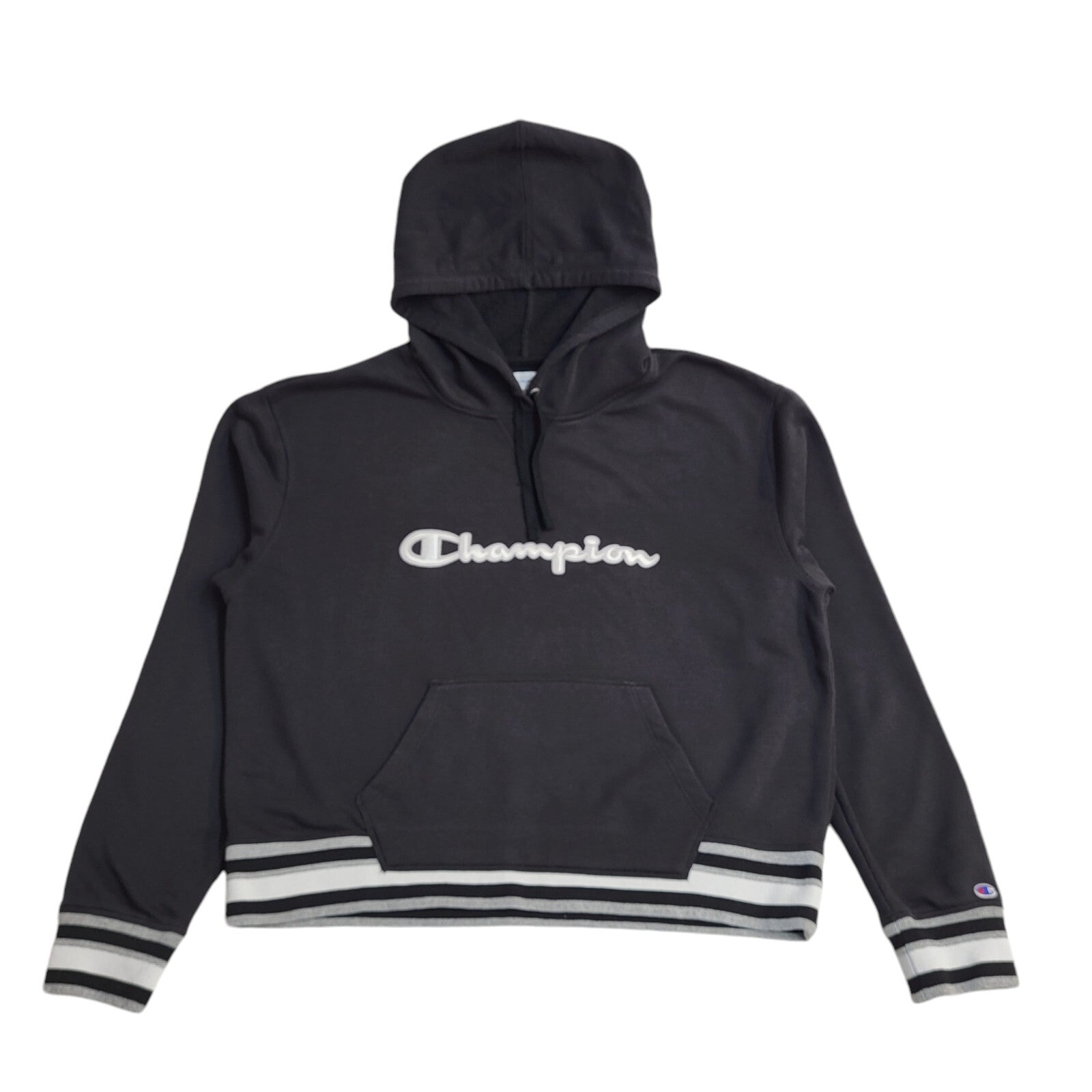 Champion Y2K Black Drawstring Sports Hoodie UK Women's Size XXL