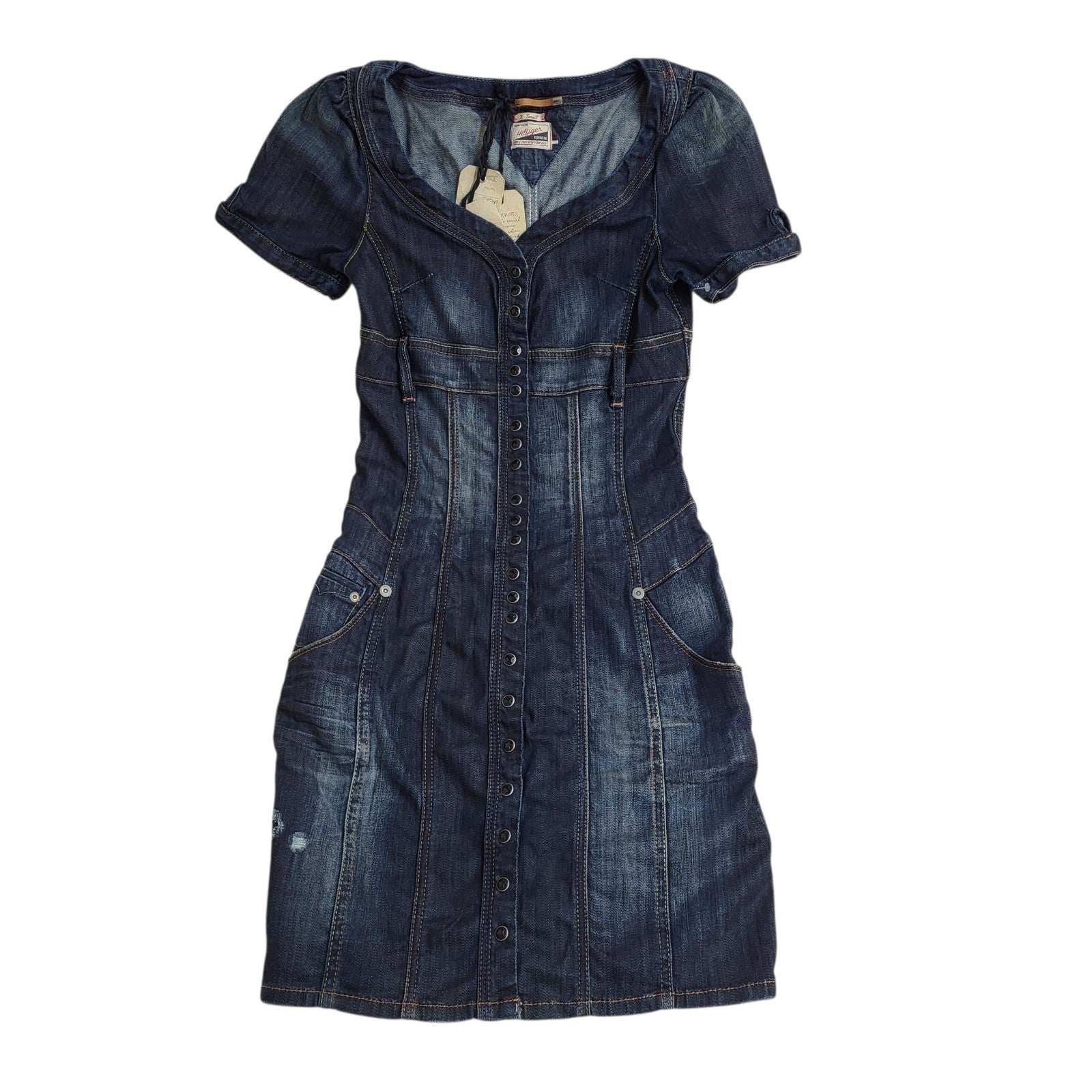 Tommy Hilfiger Denim Dress Dark Blue Uk Women's Size XS