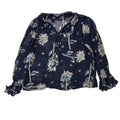 Monsoon 90s Vintage Blue Floral Print Long Sleeve Blouse Women's 14