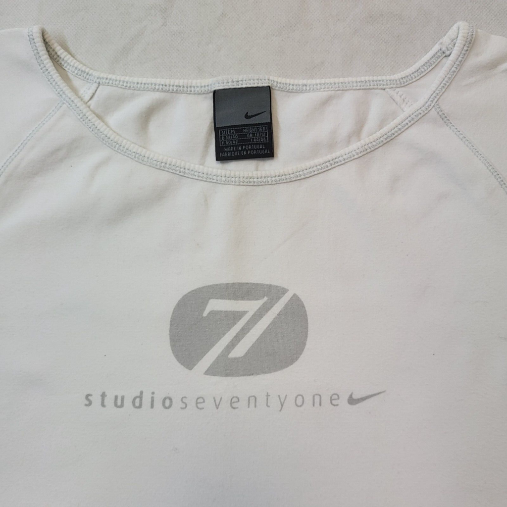 Nike Y2K White Cropped Short Sleeve Top Womens UK M EU 38