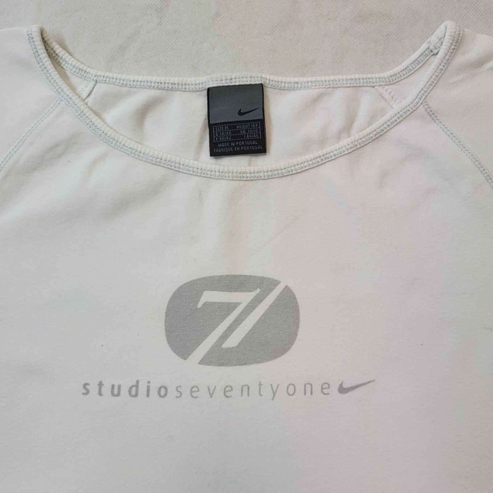 Nike Y2K White Cropped Short Sleeve Top Womens UK M EU 38