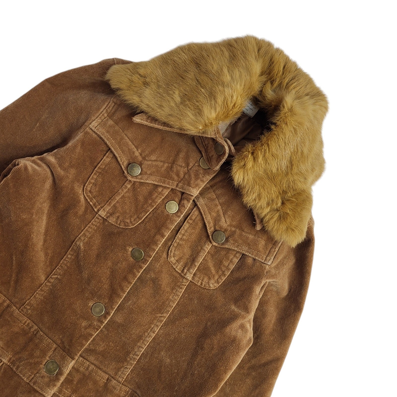 Red Cherry Brown 80s Buttons Corduroy Coat Uk Girl's Size 11 Years