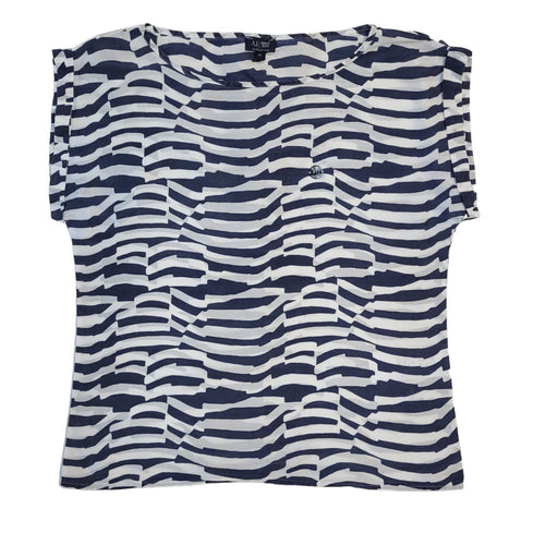 Armani Jeans Vintage 90's Blue & White Striped Top Women's UK 12