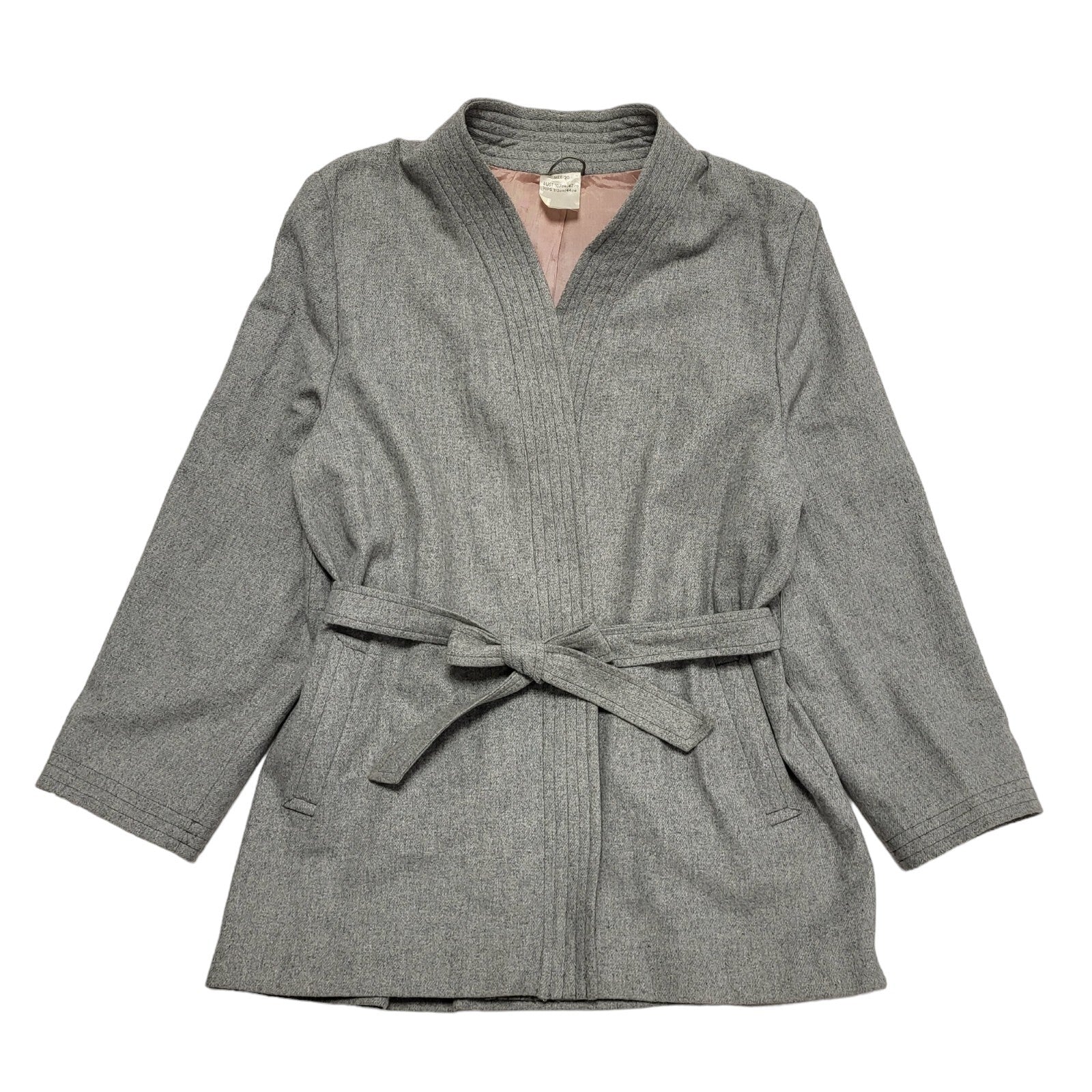 Madox 90s Vintage Grey Belted Wool Blend Casual Jacket Uk Women's Size 20