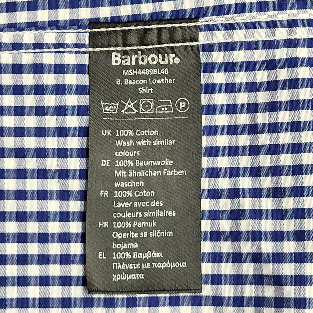 Barbour Beacon 90's Blue & White Check Long Sleeve Shirt Men's UK Size S
