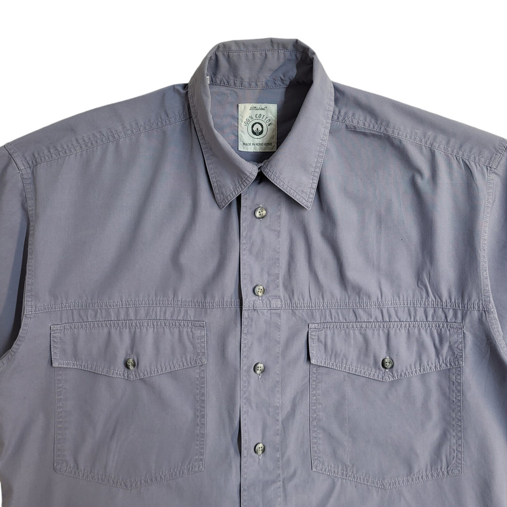 St Michael Y2K Blue Relaxed Fit Short Sleeve Shirt Men's UK Size S