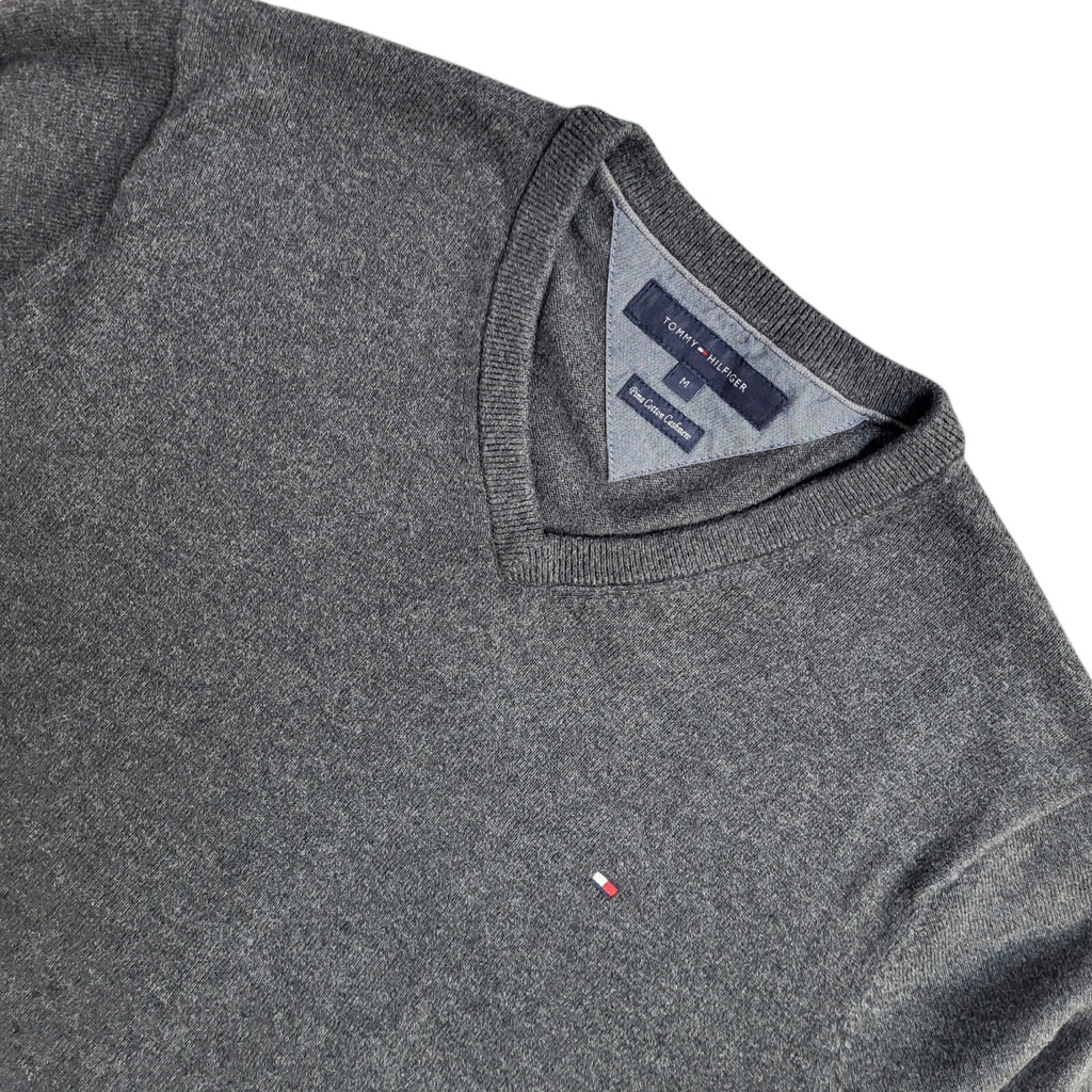 Tommy Hilfiger Y2K Grey V-Neck Long Sleeve Jumper Men's UK Size M