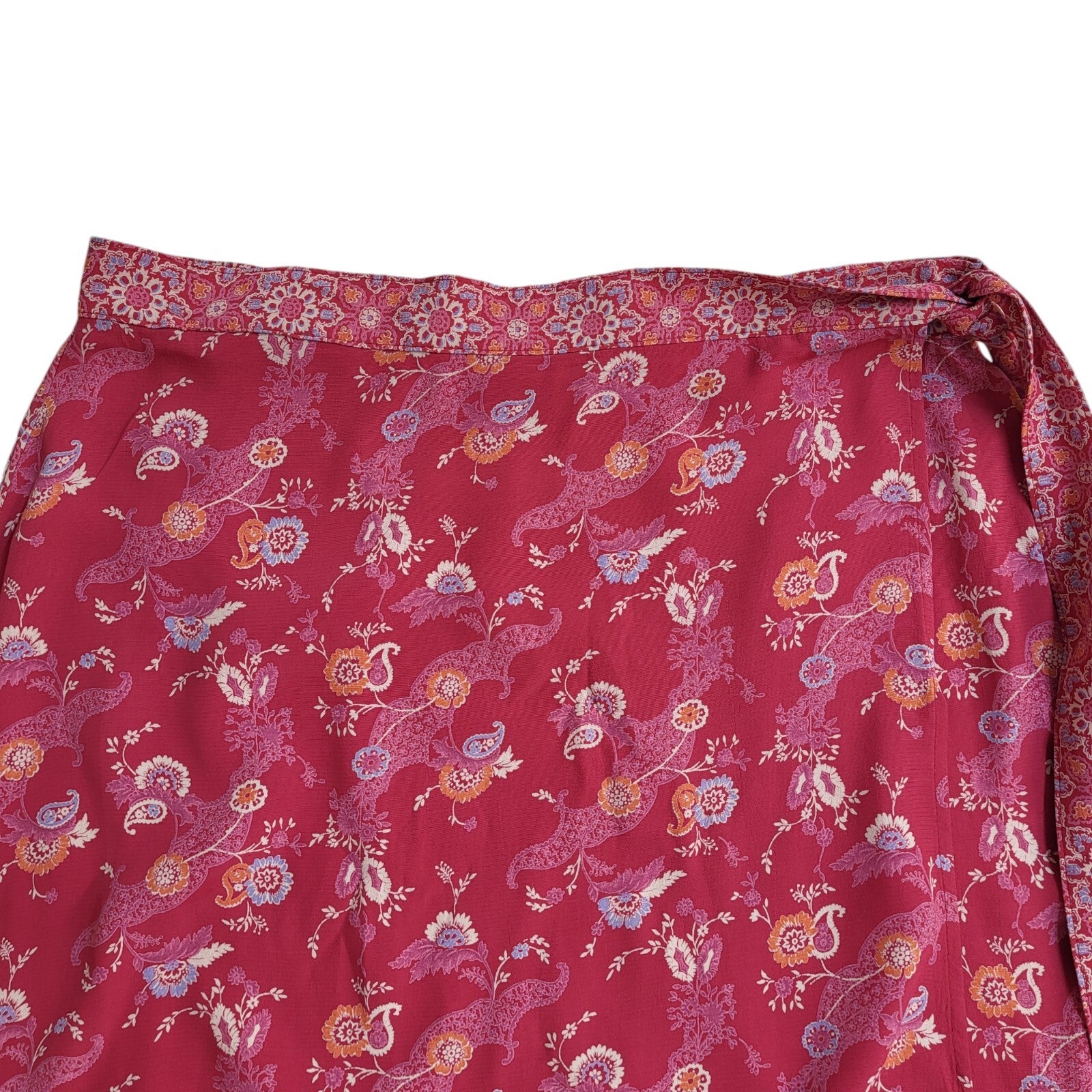 M&S Pink Vintage 90's |Floral Wrap Around Long Skirt Women's Size 16 W34