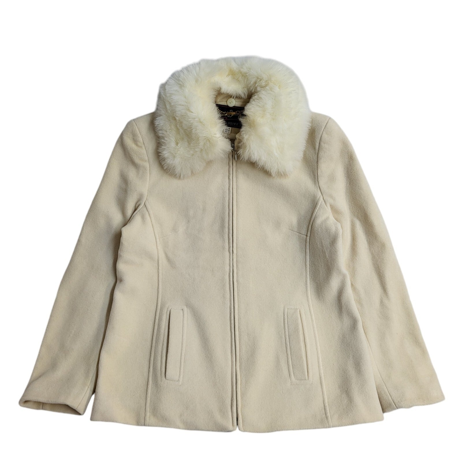 David Barry Vintage 90's Cream Faux Fur Coat UK Women's Size 16