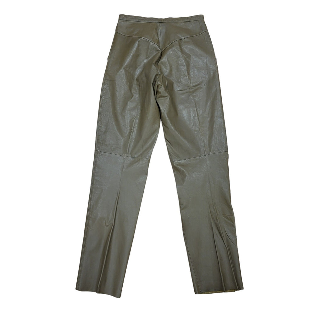Vintage 80's Brown Leather Tapered Trousers Womens UK Size 14 W28 L31