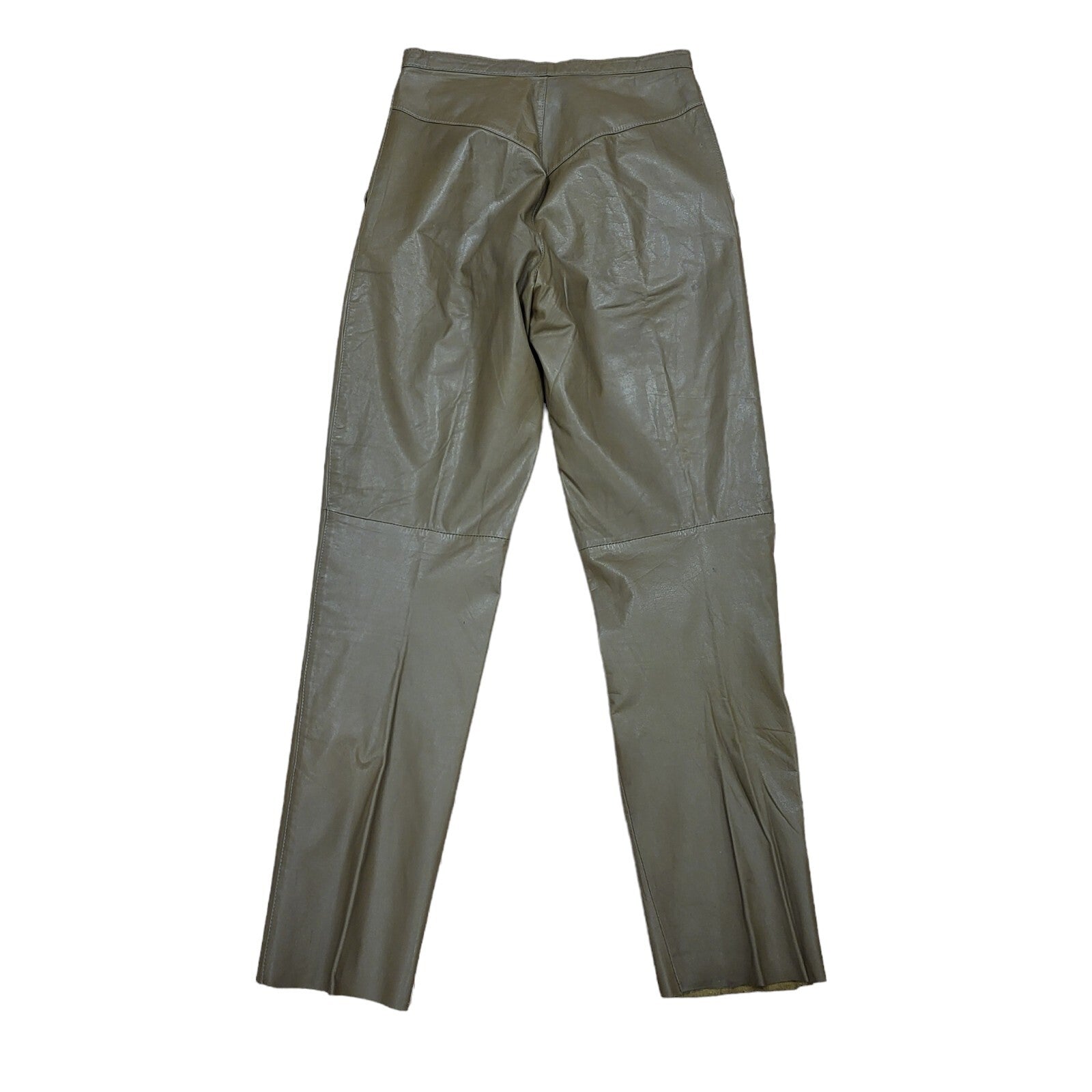 Vintage 80's Brown Leather Tapered Trousers Womens UK Size 14 W28 L31