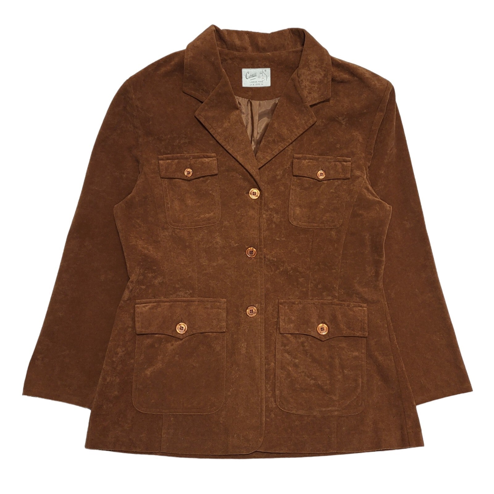 Casali Vintage 90's Brown Collared Button Front Jacket Womens UK 16