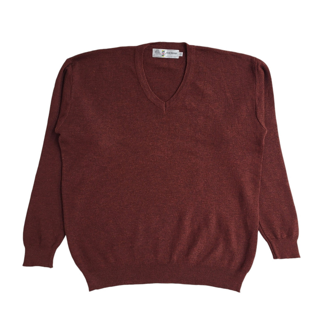 Park Avenue Wool Burgundy V-Neck Vintage 90's Jumper Men's UK XL