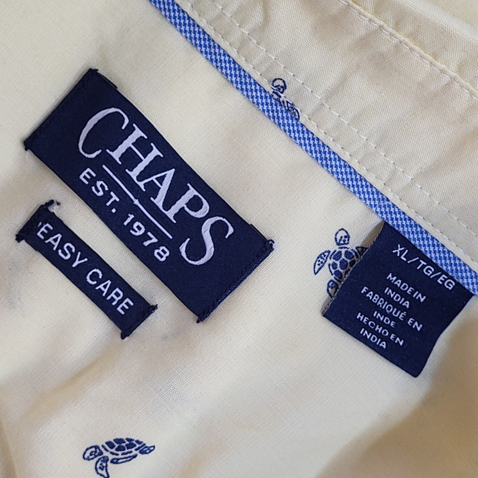 Chaps Yellow Modern Turtle Print Short Sleeve Shirt UK Men's Size XL