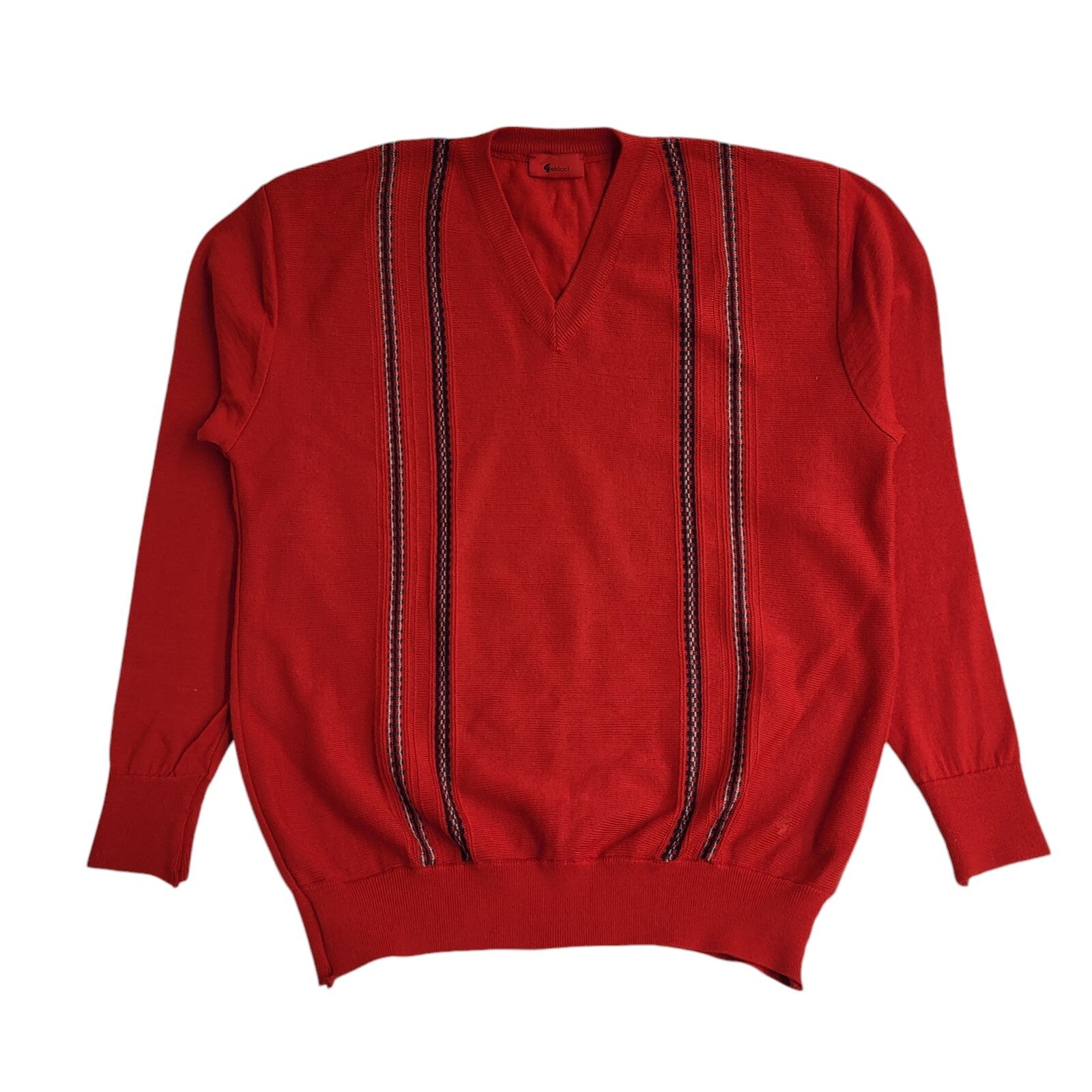 Gabicci Vintage 90's Red V-Neck Jumper UK Men's Size Large