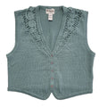 80s Vintage Green Button Sleeveless Knitted Cardigan Uk Women's Size Large