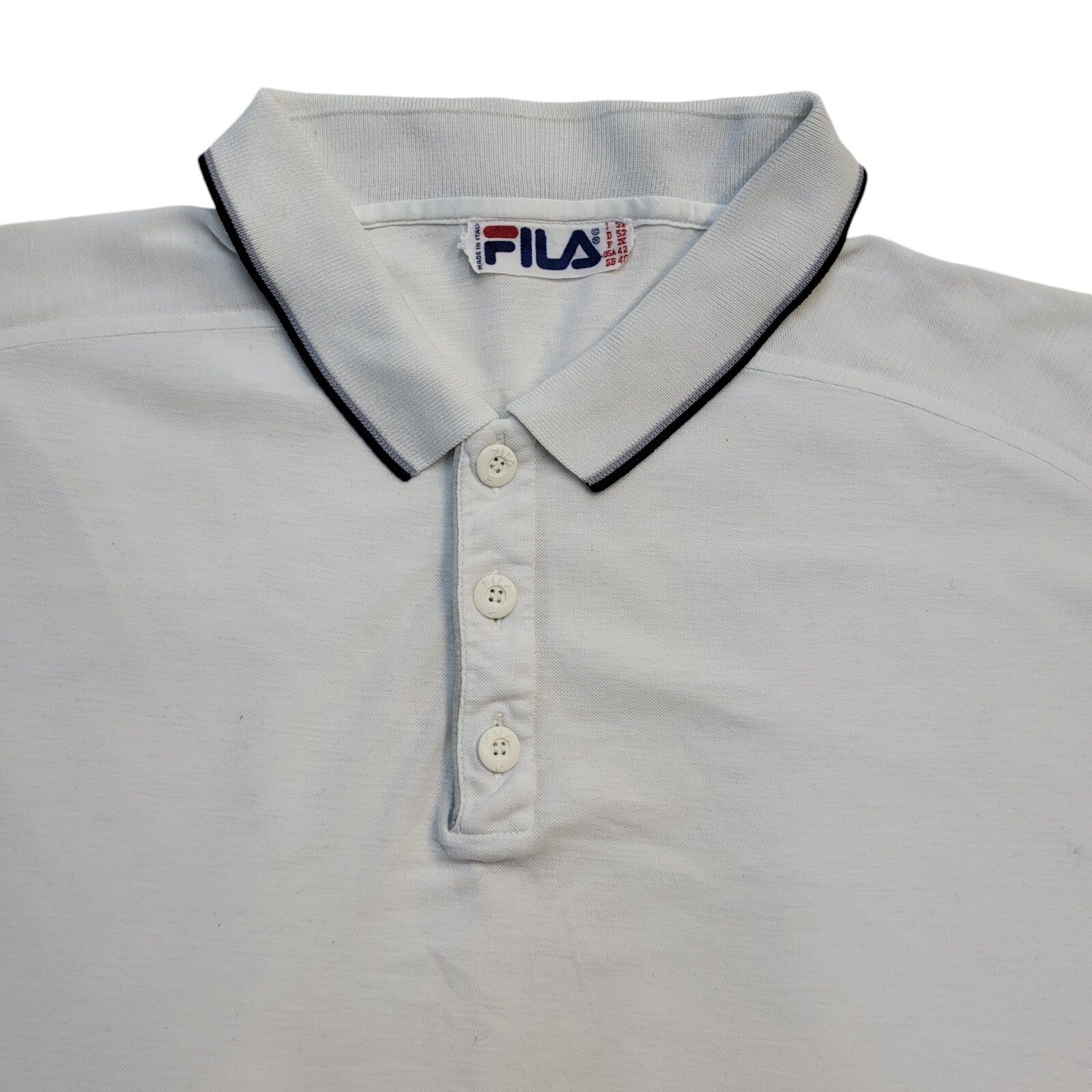 Fila 90s Vintage White Sport Market Lodi Sports Short Sleeve Polo Shirt Men's m