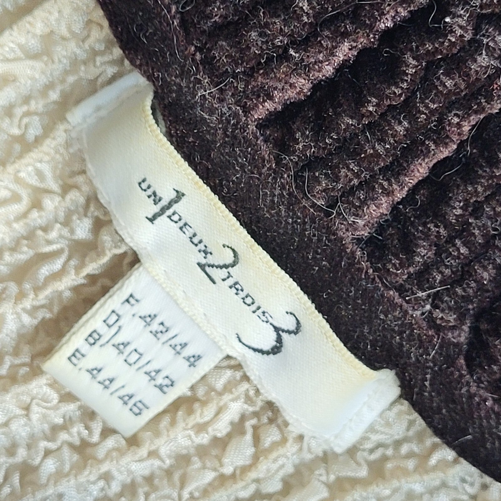 Un Deux Trois Vintage 80s Beige & Brown Crinkled Cardigan UK Women's Size M