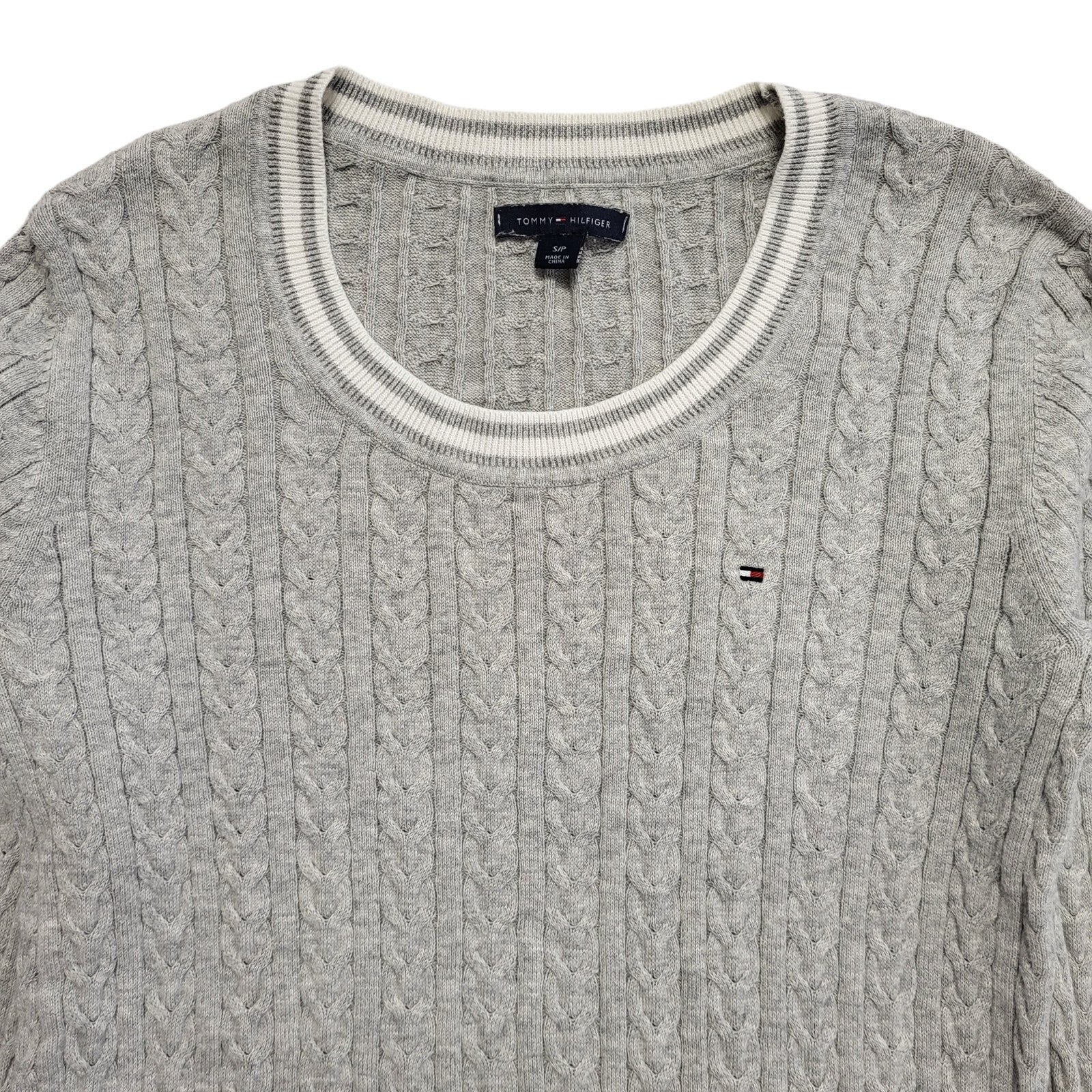 Tommy Hilfiger 90s Vintage Grey Long Sleeve Round Neck Jumper Women's Size S