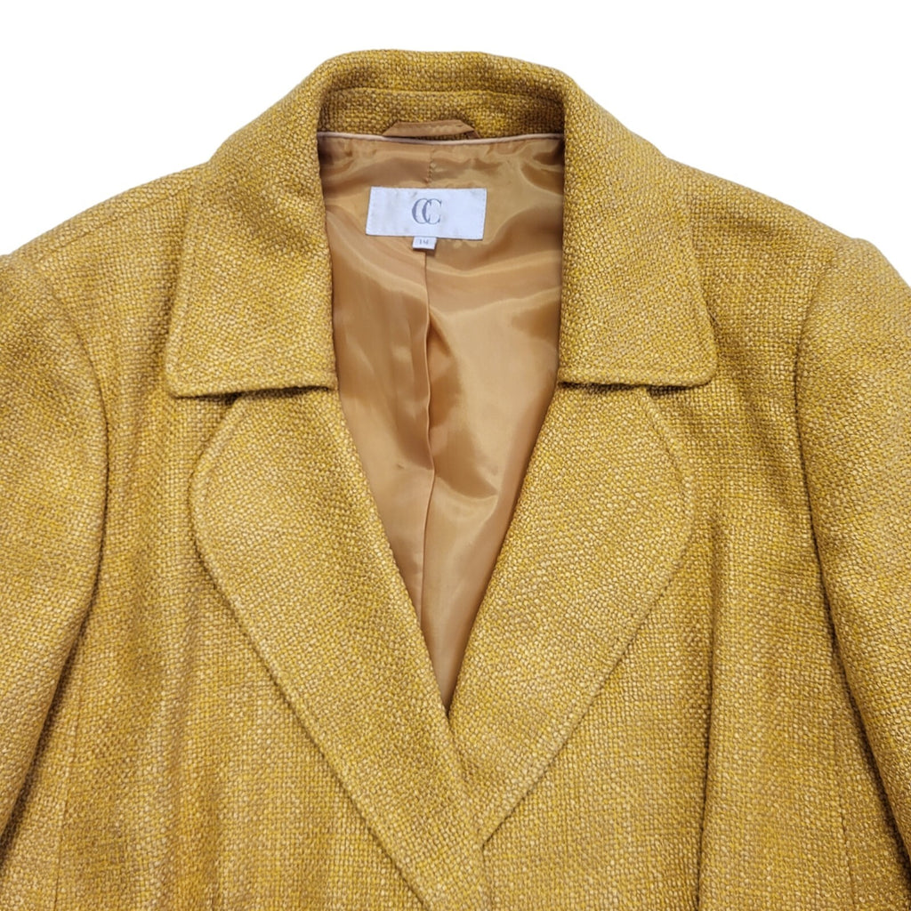 CC Vintage 90s Yellow Viscose Blend Jacket Uk Women's Size 14