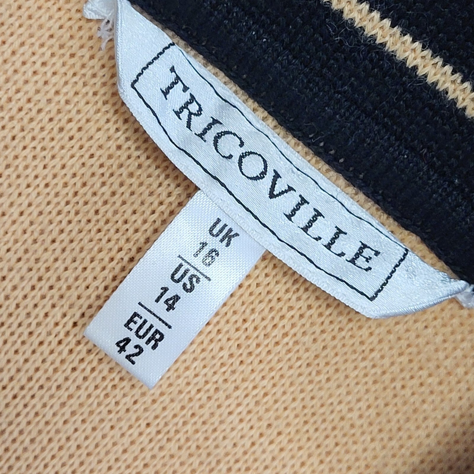 Tricoville Vintage 90s Black Orange Button Cardigan Uk Women's Size 16