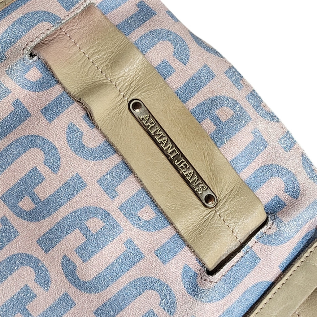 Armani Jeans Blue & Pink Leather Top Handle Shoulder Bag Women's 15" x 8.5"