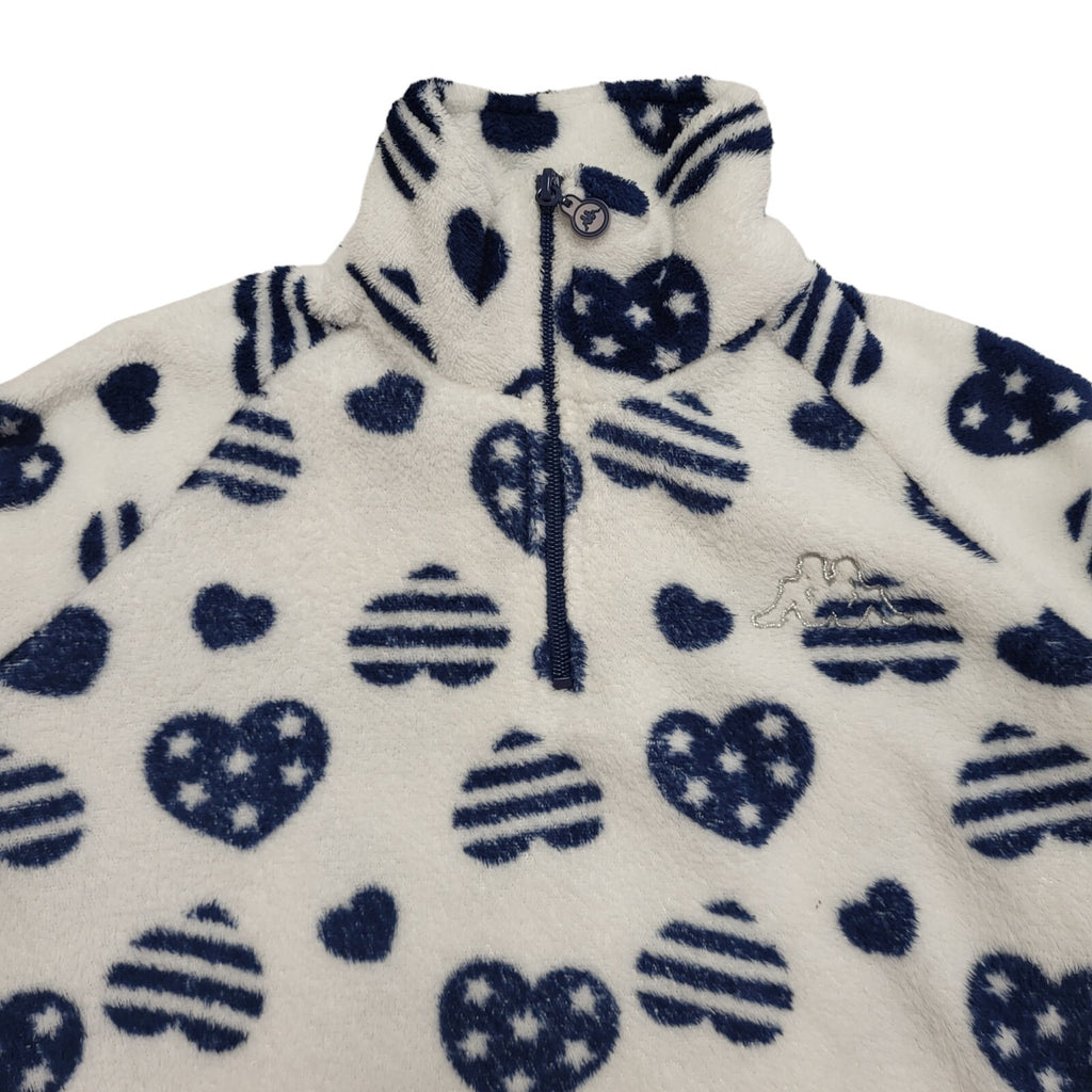 Kappa Vintage 90's Blue & White 1/4 Zip Fleece Sweatshirt/ Pajamas Womens UK S