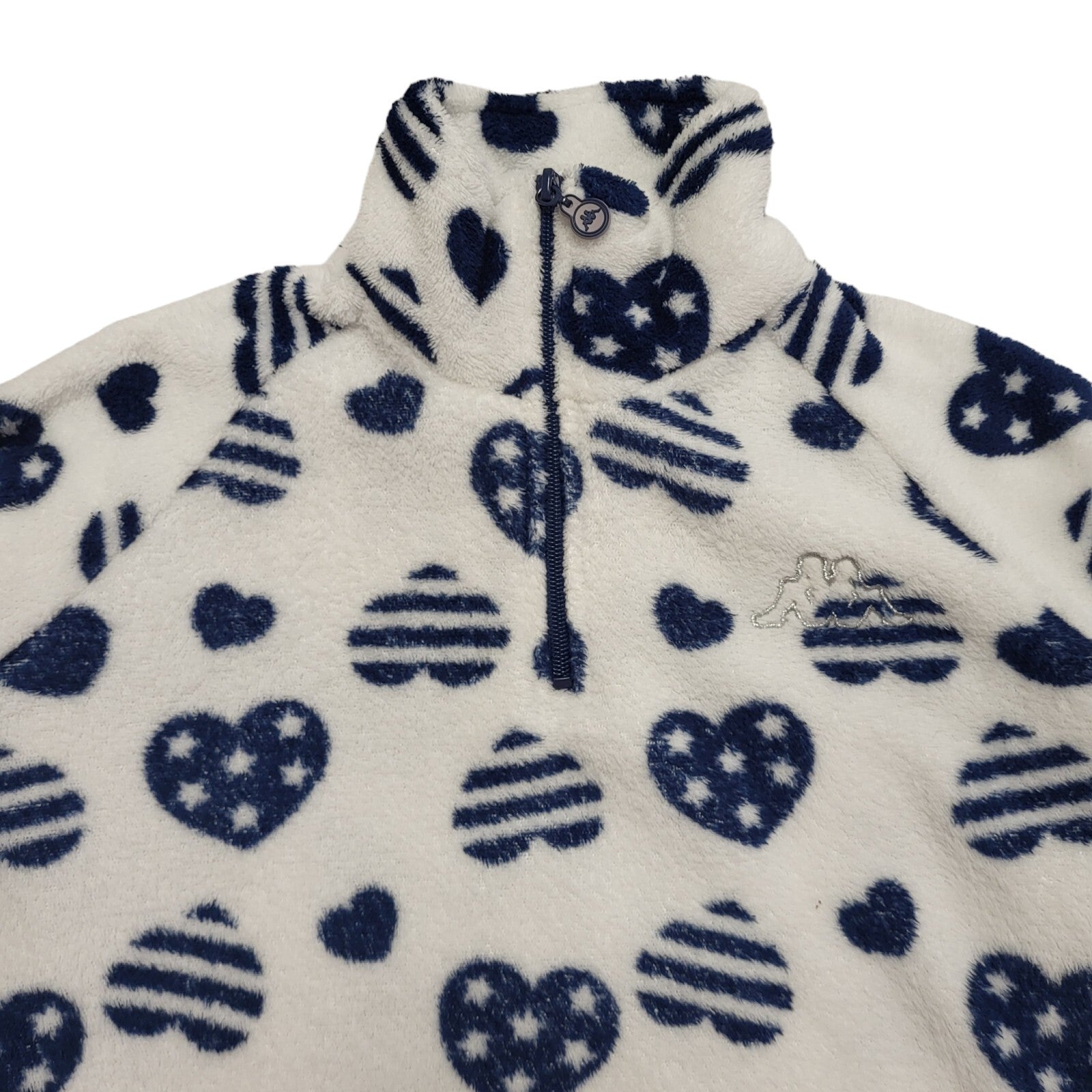 Kappa Vintage 90's Blue & White 1/4 Zip Fleece Sweatshirt/ Pajamas Womens UK S