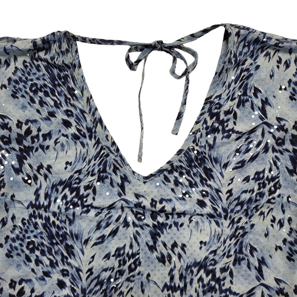 Vintage 90s Blue Abstract Sleeveless Blouse Uk Women's Size 16