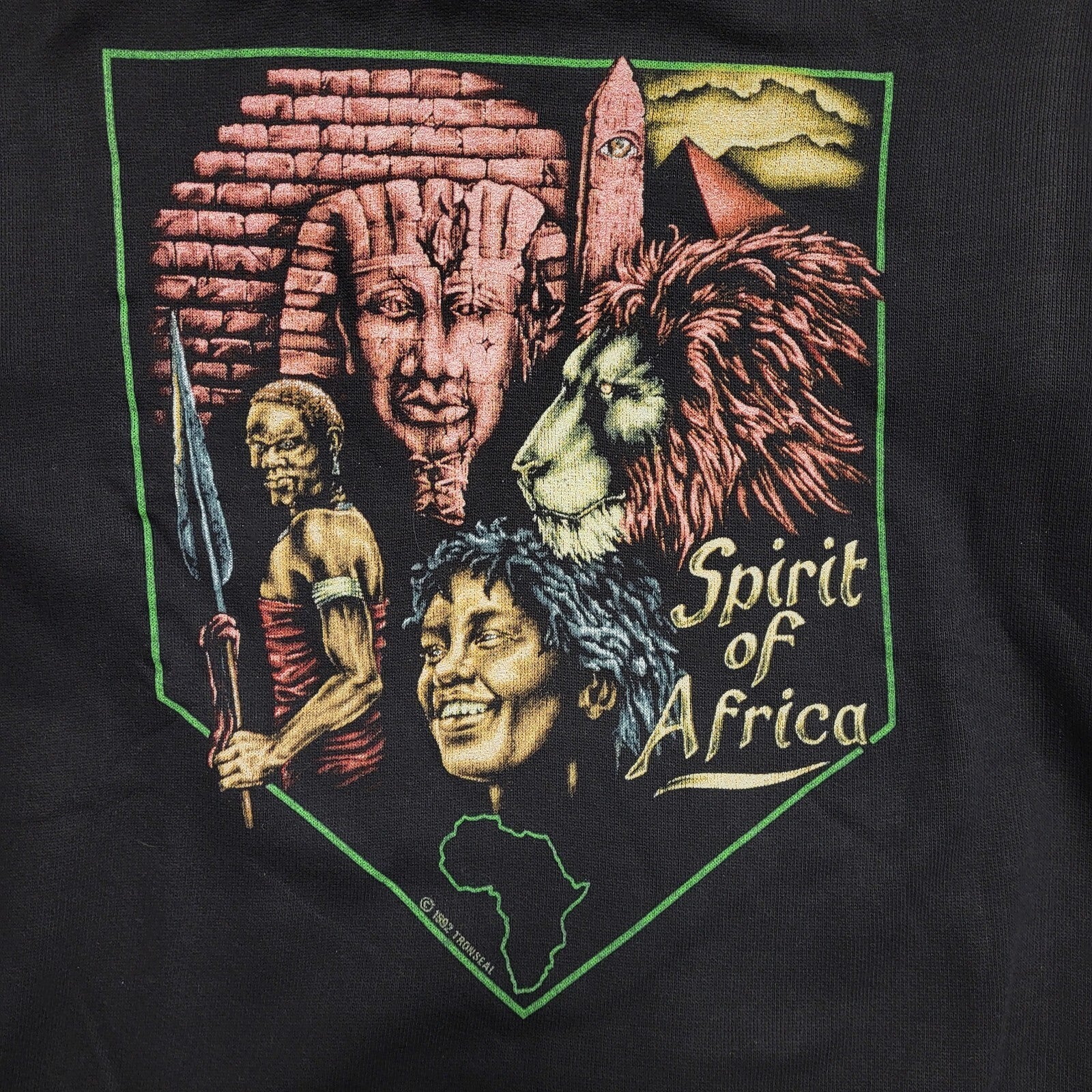 Spirt Of Africa 80s Vintage Black Round Neck Sweatshirt Uk Women's Size XL