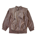 80s Vintage Brown Leather Jacket With Snap Fastenings Women's Size 18