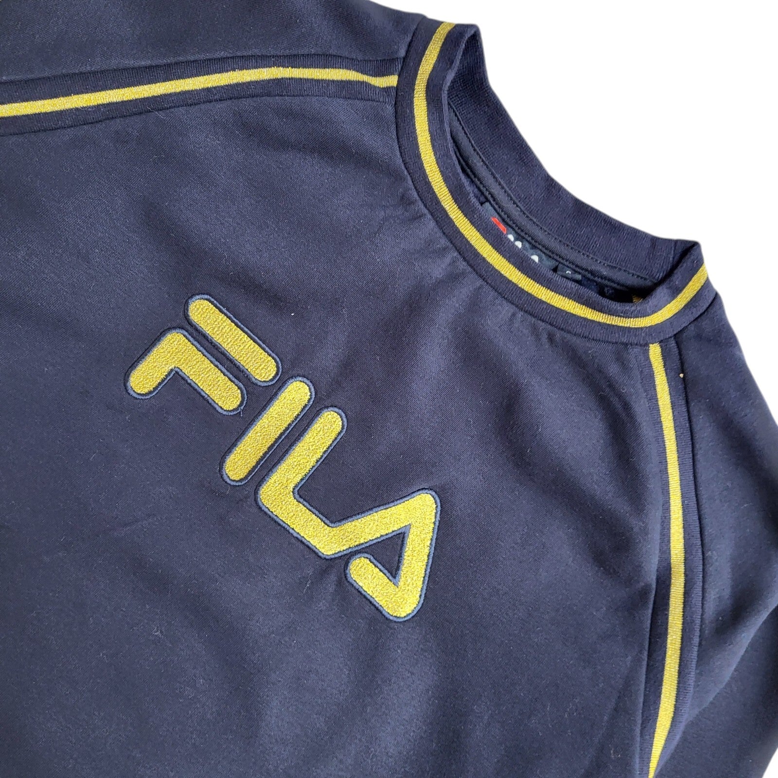 Fila Blue & Gold Vintage 90's Sports Sweatshirt UK Women's Size S