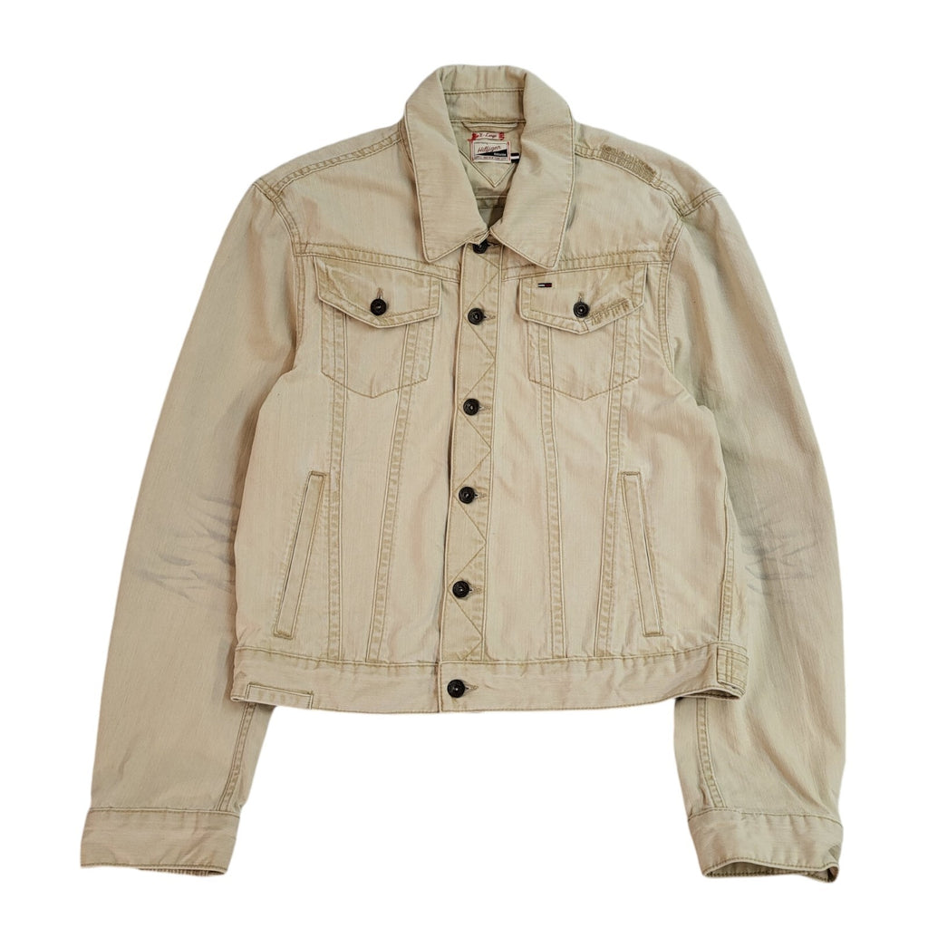 Tommy Hilfiger Beige 90s Vintage Denim Jacket Uk Women's Size XL