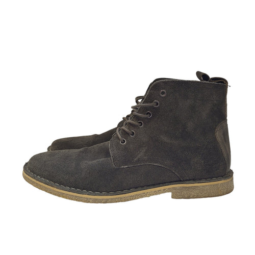 Asos Faux Leather Grey Lace-Up Lined Boots Uk Men's Size 9