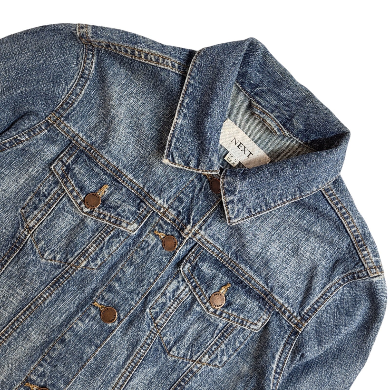 Next 90s  Blue Denim Button Front Jacket UK Women's Size 10