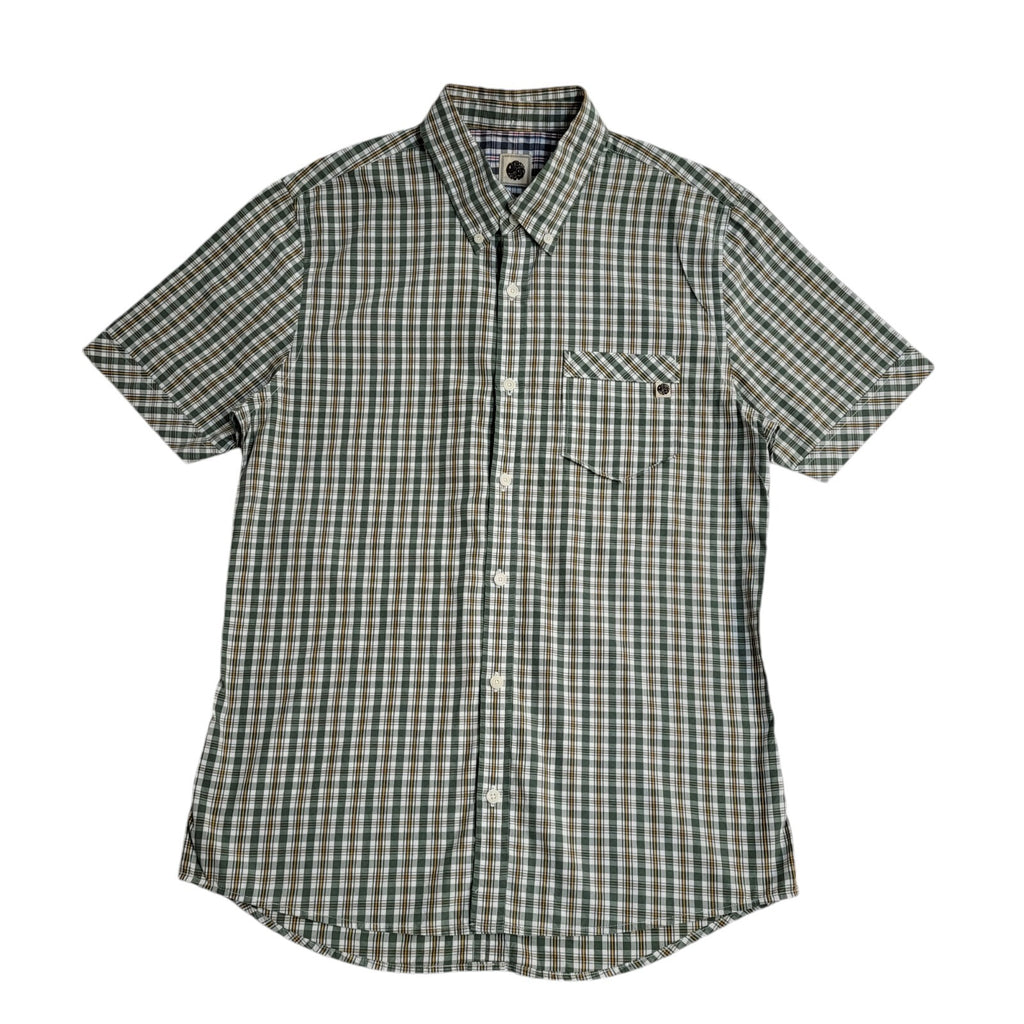 Pretty Green Y2K Green & Yellow Checked Short Sleeve Shirt Men's UK Size M