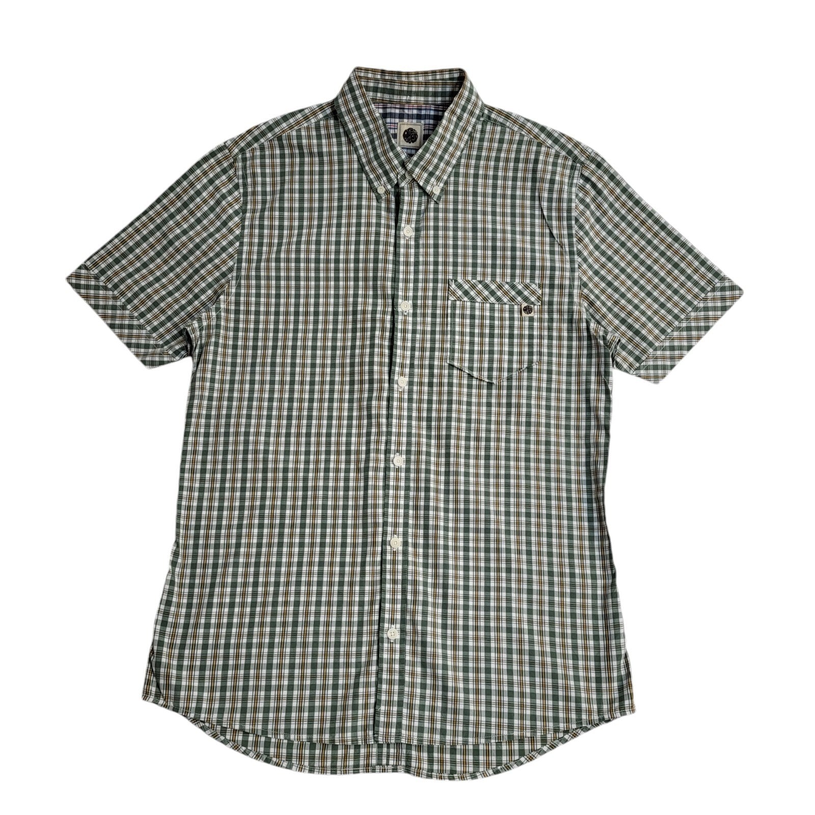Pretty Green Y2K Green & Yellow Checked Short Sleeve Shirt Men's UK Size M