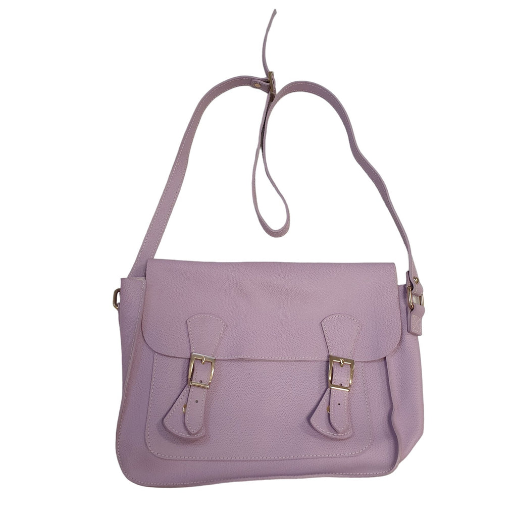 Vera Pelle Italian Leather Pink Satchel Shoulder Bag