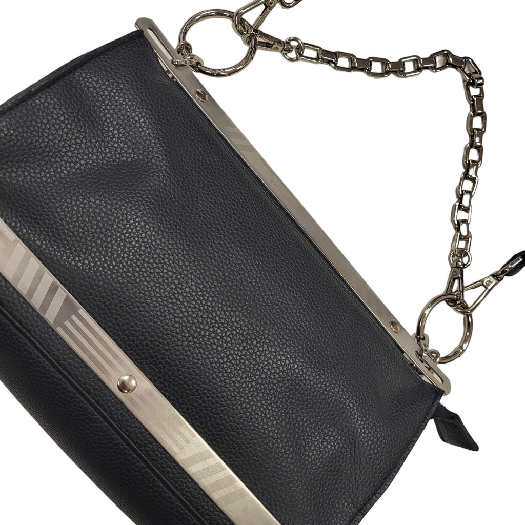 Maniere De Voir Vintage Black Leather Shoulder Bag Uk Women's Size  10" x 6"