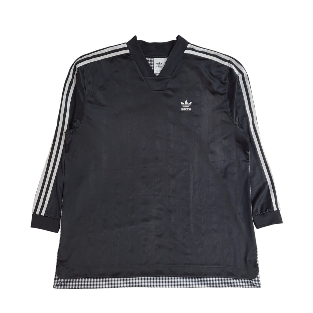 Adidas Black 90s Sports Sweatshirt V-Neck Checked Back UK Men's XXL