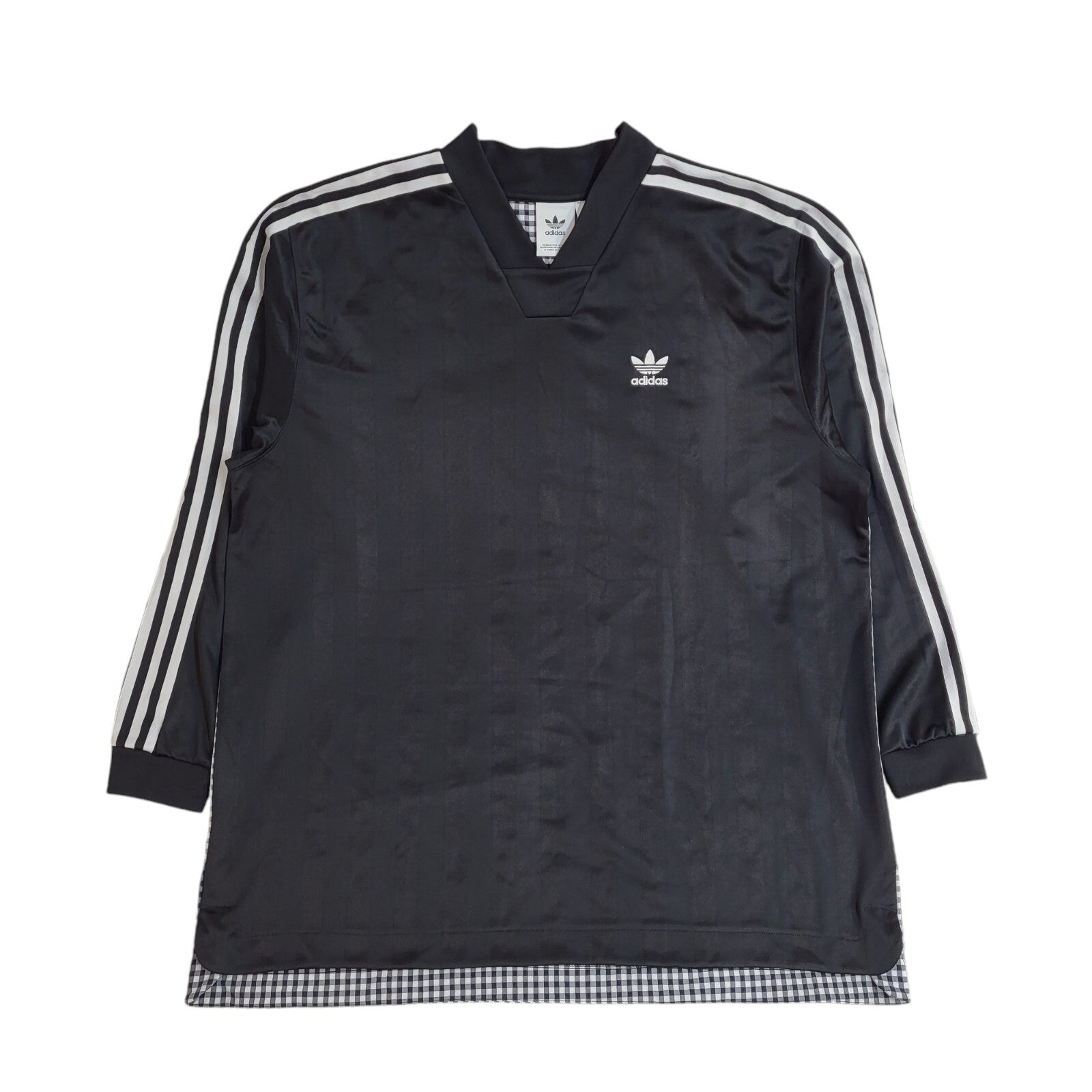 Adidas Black 90s Sports Sweatshirt V-Neck Checked Back UK Men's XXL
