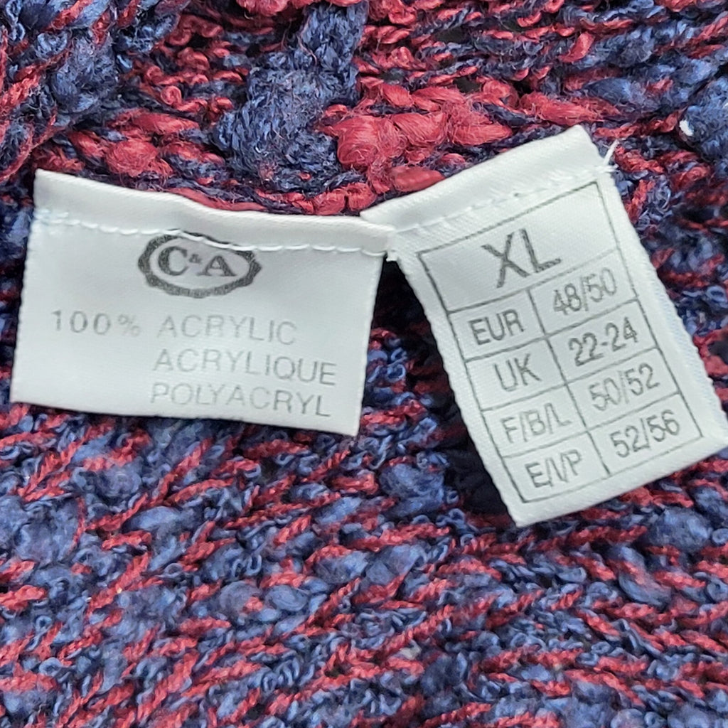 C&A Vintage 90's Blue & Red Round Neck Jumper UK Women's Size XL